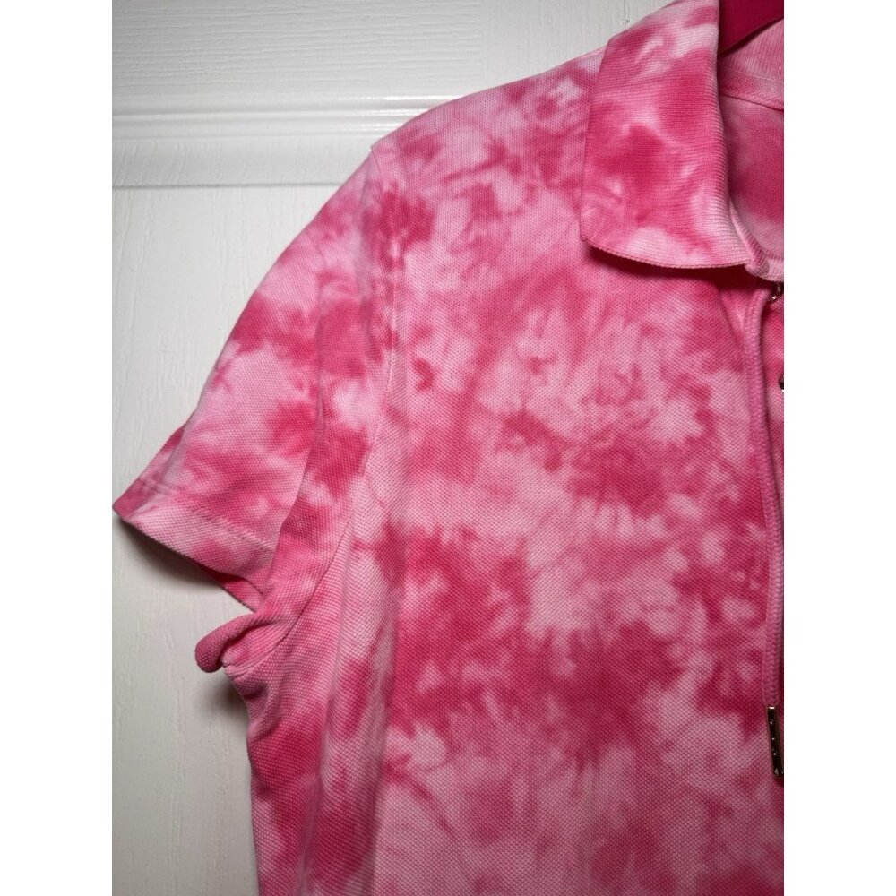 Tommy Hilfiger Pink Tie Dye Polo Dress Lace Up Cotton Size Medium NWT - Picture 4 of 11